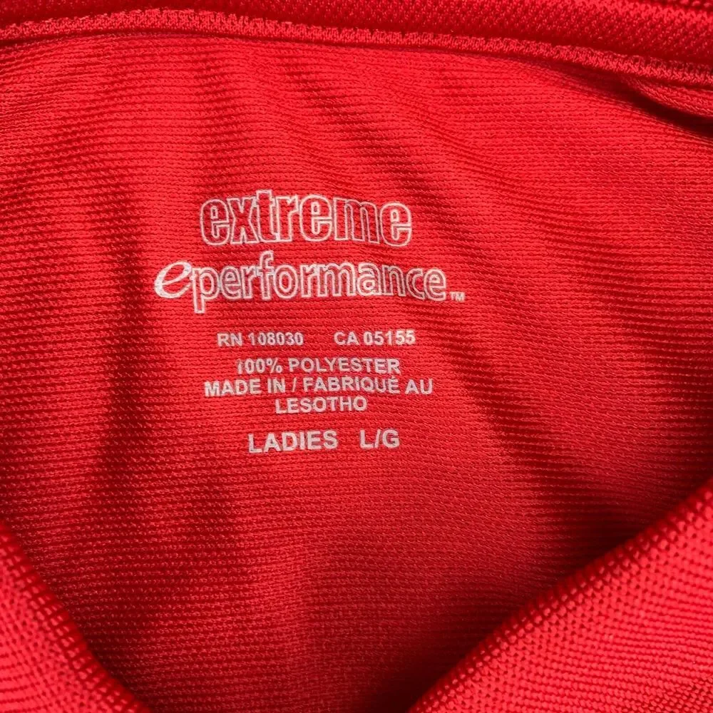 Extreme Performance Polo Shirt Women's Large Red Short Sleeve Golf‎ Rugby NEW